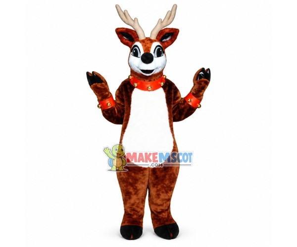Christmas Reindeer With Bells Mascot Costume Christmas Reindeer With Bells Mascot Costume