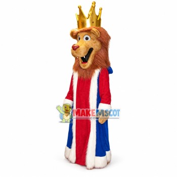 Wise King Lion In King Outfit Mascot Costume Wise King Lion In King Outfit Mascot Costume