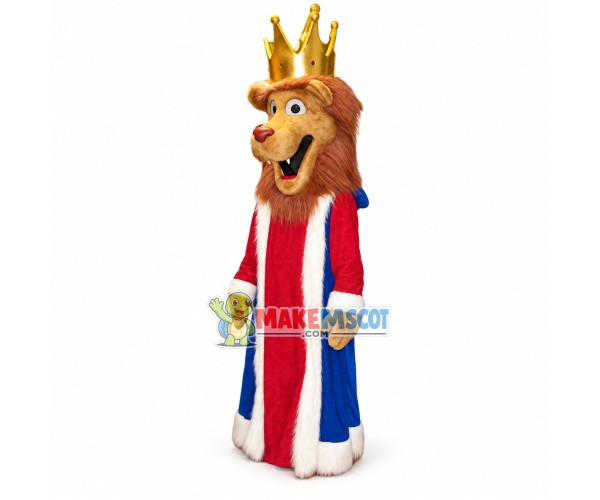 Wise King Lion In King Outfit Mascot Costume Wise King Lion In King Outfit Mascot Costume