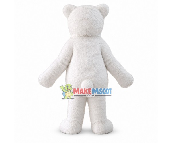 Smiling Polar Bear Long Plush Mascot Costume 
