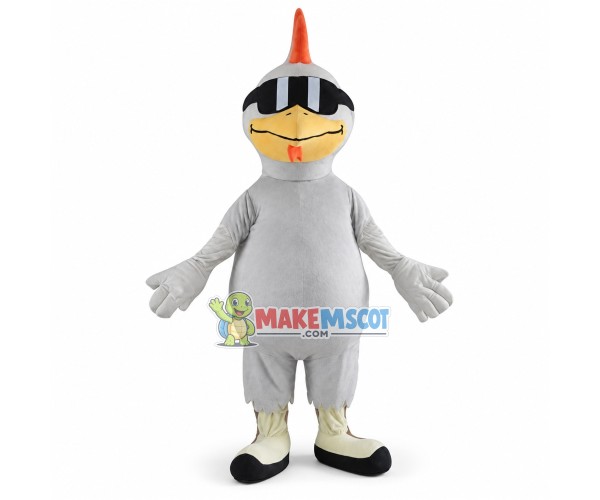 Cool White Rooster With Sunglasses Mascot Costume 	