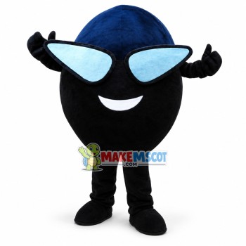Black Ball With Sunglasses Mascot Costume 	