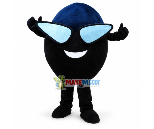 Black Ball With Sunglasses Mascot Costume Black Ball With Sunglasses Mascot Costume