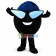 Black Ball With Sunglasses Mascot Costume Black Ball With Sunglasses Mascot Costume