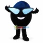 Black Ball With Sunglasses Mascot Costume 	