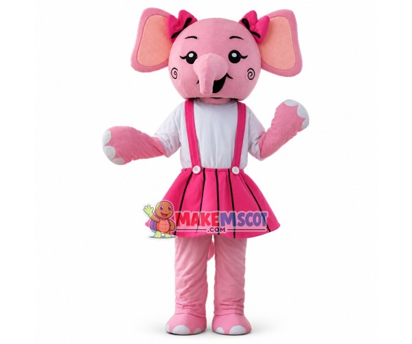 Cute Pink Girl Elephant With Skirt Mascot Costume Cute Pink Girl Elephant With Skirt Mascot Costume