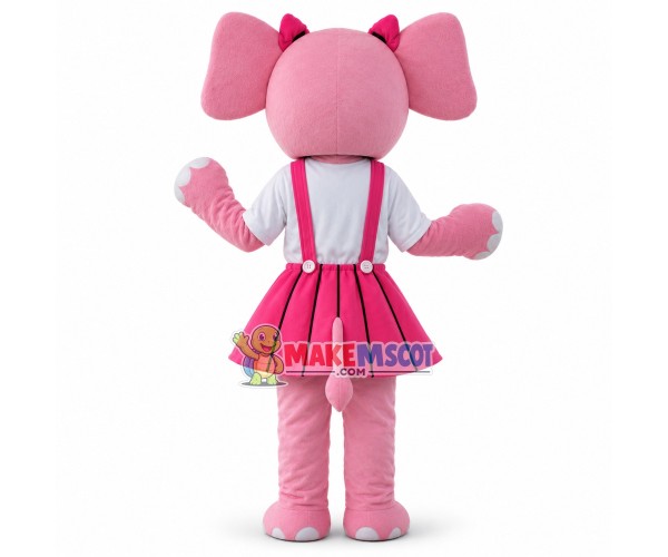 Cute Pink Girl Elephant With Skirt Mascot Costume Cute Pink Girl Elephant With Skirt Mascot Costume
