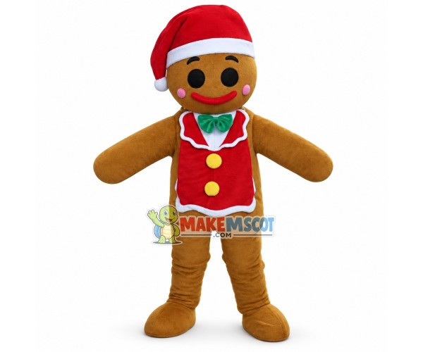 Adult Size Christmas Brown Gingerbread Man Mascot Costume Adult Size Christmas Brown Gingerbread Man Mascot Costume