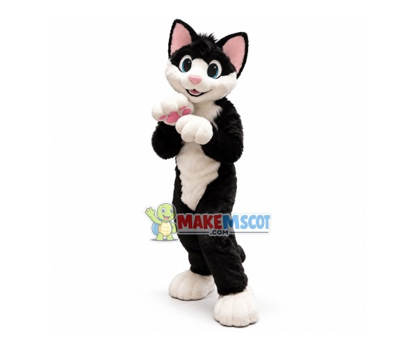 Lovely White & Back Cat Mascot Costume Lovely White & Back Cat Mascot Costume