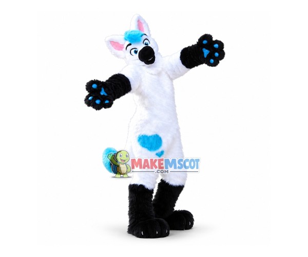 White Fox Wolf Realistic Mascot Costume White Fox Wolf Realistic Mascot Costume