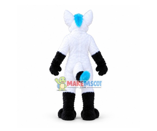White Fox Wolf Realistic Mascot Costume White Fox Wolf Realistic Mascot Costume