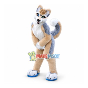 Brown & White Husky Dog Mascot Costume Brown & White Husky Dog Mascot Costume