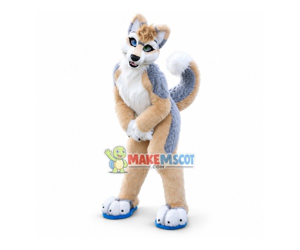 Brown & White Husky Dog Mascot Costume Brown & White Husky Dog Mascot Costume