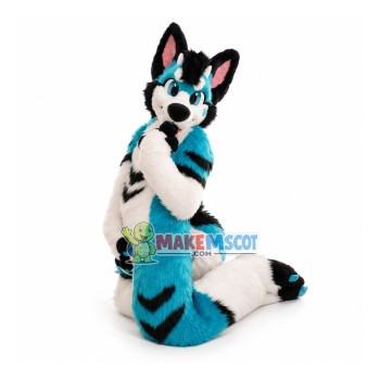 Blue & Back & White Husky Dog Mascot Costume Blue & Back & White Husky Dog Mascot Costume