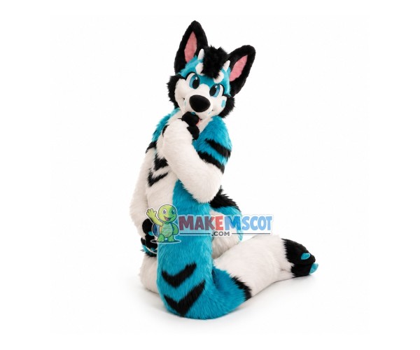 Blue & Back & White Husky Dog Mascot Costume