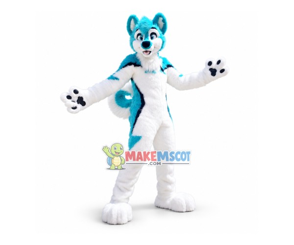 Blue & White Husky Dog Mascot Costume