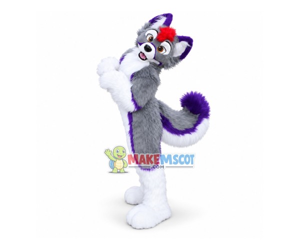 Grey Husky Dog Mascot Costume
