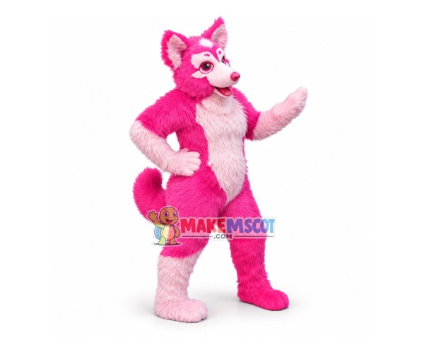 Lovely Pink Husky Dog Mascot Costume Lovely Pink Husky Dog Mascot Costume