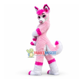 Cute Pink Husky Dog Mascot Costume Cute Pink Husky Dog Mascot Costume