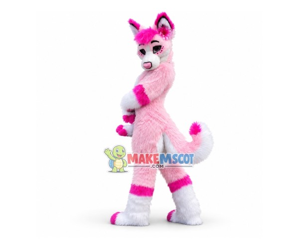 Cute Pink Husky Dog Mascot Costume