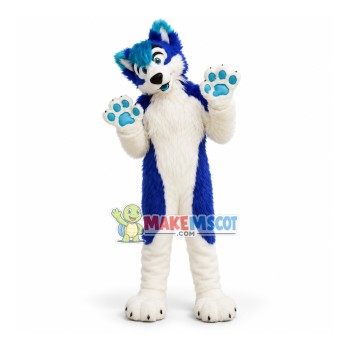 Cute Blue & White Wolf Mascot Costume Cute Blue & White Wolf Mascot Costume
