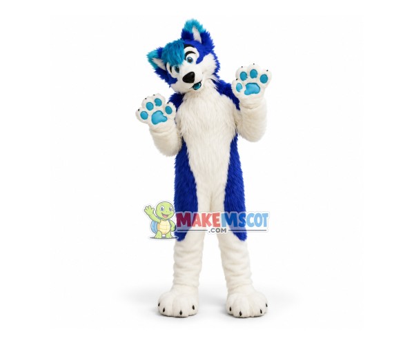 Cute Blue & White Wolf Mascot Costume Cute Blue & White Wolf Mascot Costume