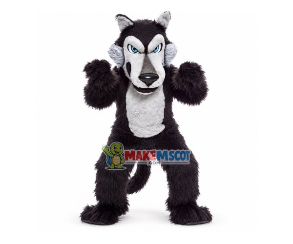 Superb Black Wolf Mascot Costume Superb Black Wolf Mascot Costume