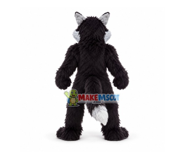 Superb Black Wolf Mascot Costume Superb Black Wolf Mascot Costume